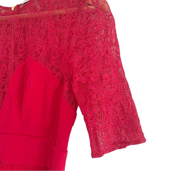 Sandro Paris Red Lace Bustier Style Cocktail Short Dress Size Small - Picture 4 of 13